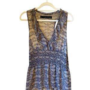 Patterson J. Kincaid Navy and Beige Sleeveless Blouse